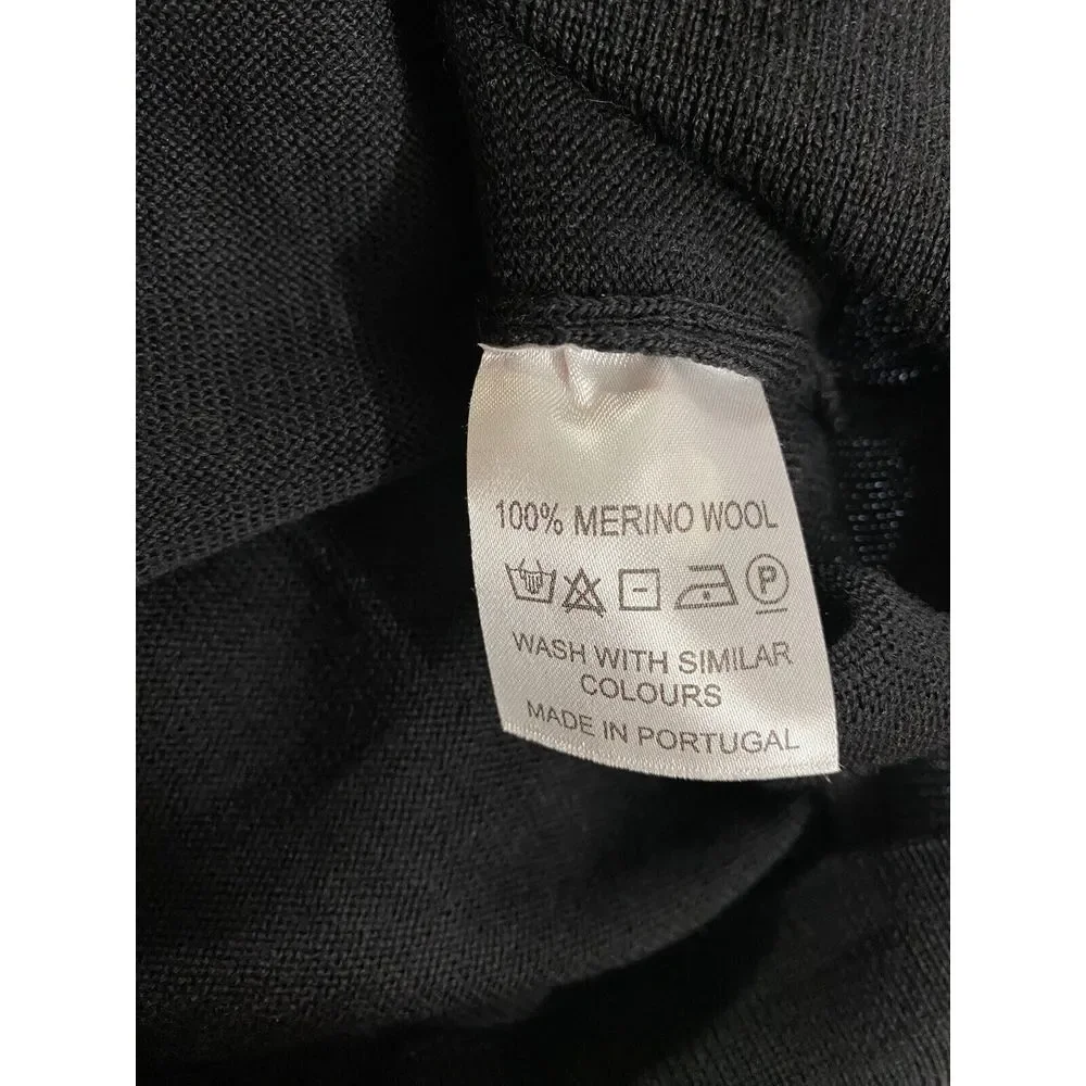 Cardinal‎ 100% Merino Wool 1/4 Zip Sweater Men's Large Black Made In Portugal